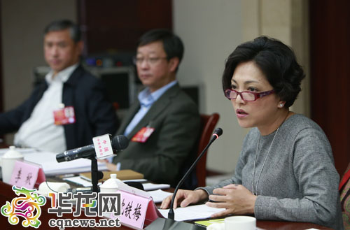 全國人大代表、重慶市川劇院院長(cháng)沈鐵梅在代表小組會(huì )議上發(fā)言。 特派記者 李文科 攝